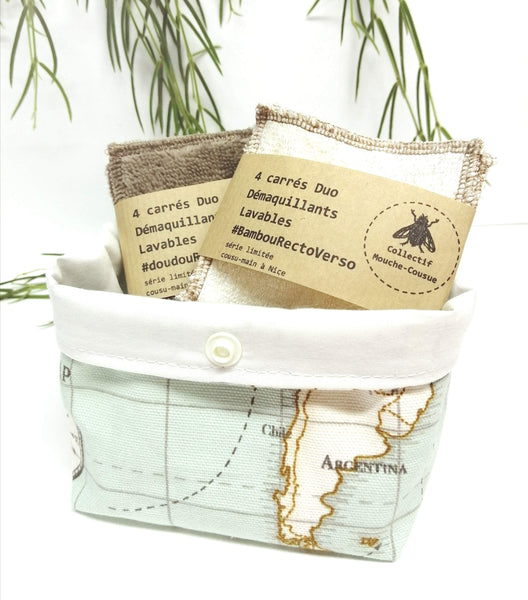 'Coffret cadeau' Lingettes démaquillantes lavables x8 + pochette-corbeille - Maps