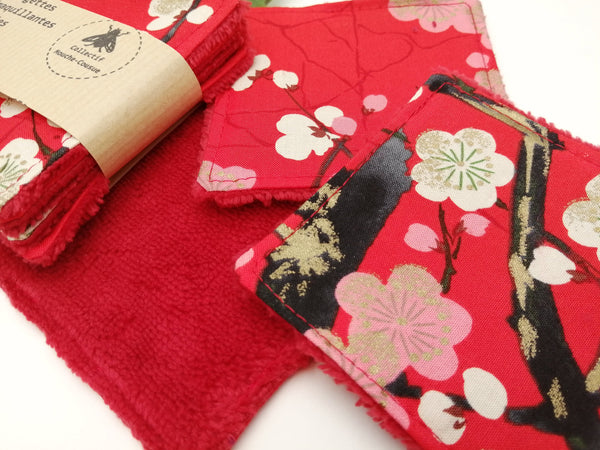 4 Lingettes démaquillantes lavables doudou - aka sakura -